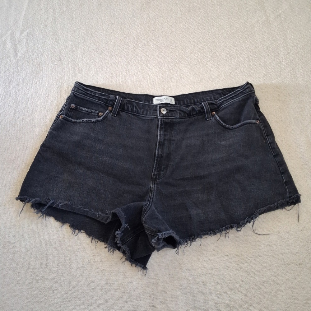 a&f 90s relaxed cutoff shorts curve love black 35 / 20 high rise abercrombie